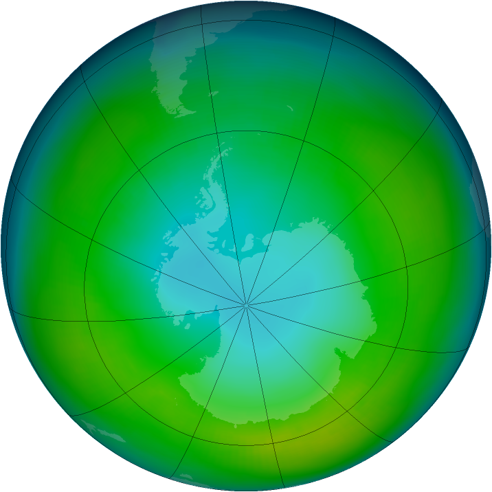 Antarctic ozone map for May 1980